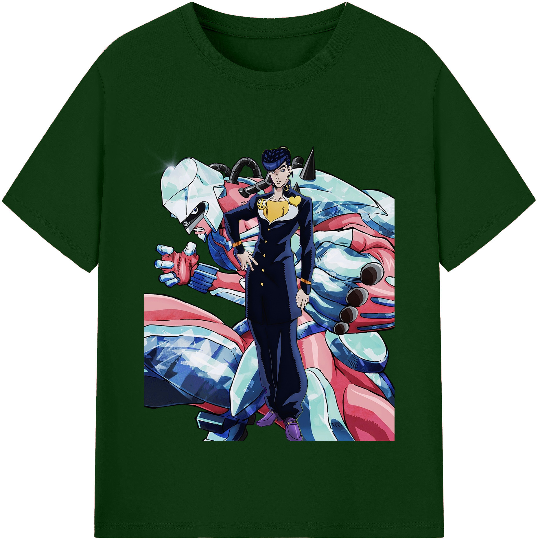 （画像用） ジョジョの奇妙な冒険 ひがしかた じょうすけ JoJo's Bizarre Adventure Higashikata Josuke 綿100％半袖Tシャツ（フロントプリント）